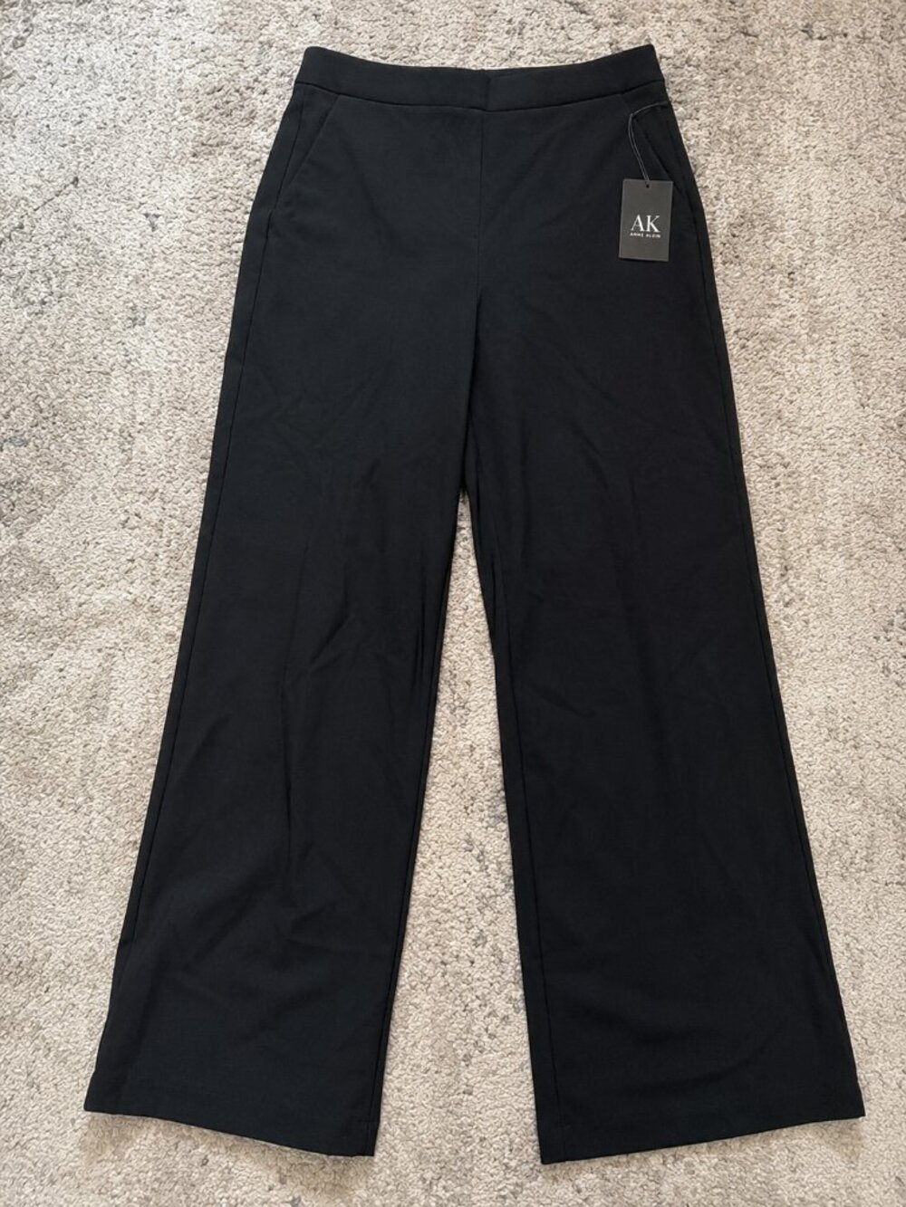 Anne Klein Wide Leg Black Pants Mid Rise Size 14 NWT Office Career Classic - Picture 2 of 6